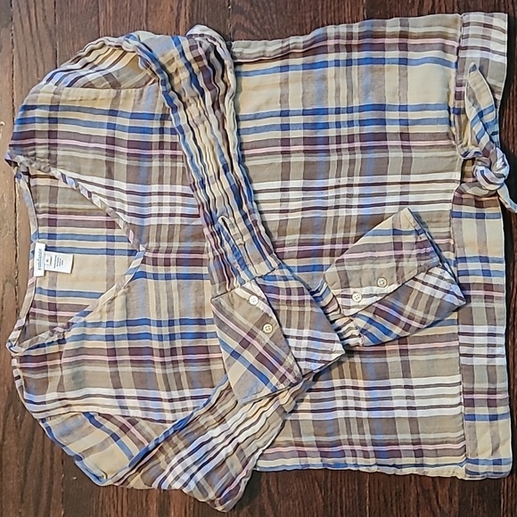 Sundance Willow Plaid Cotton V-neck Tie Knot Waist Popover Blouse Top Wmns XL - Picture 3 of 12